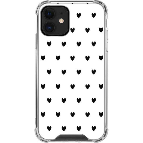White and Black Hearts iPhone 12 Mini Clear Case
