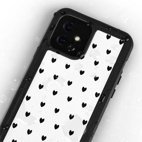 White and Black Hearts iPhone 12 Mini Waterproof Case