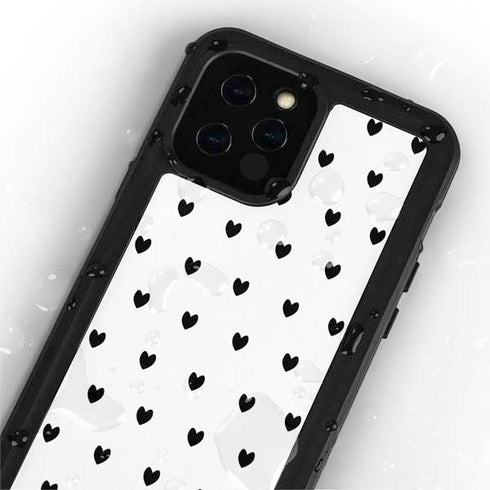 White and Black Hearts iPhone 12 Pro Waterproof Case