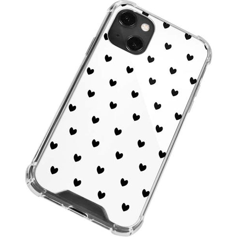 White and Black Hearts iPhone 13 Mini Clear Case