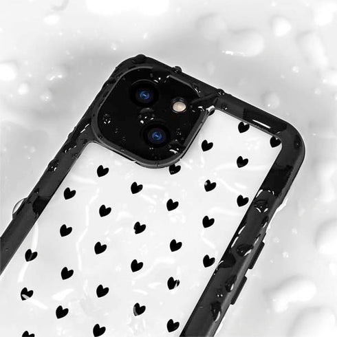 White and Black Hearts iPhone 13 Mini Waterproof Case