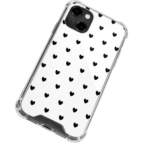 White and Black Hearts iPhone 14 Clear Case