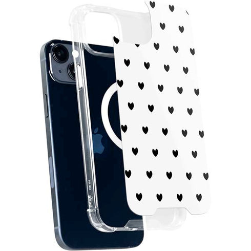 White and Black Hearts iPhone 15 Plus MagSafe Case