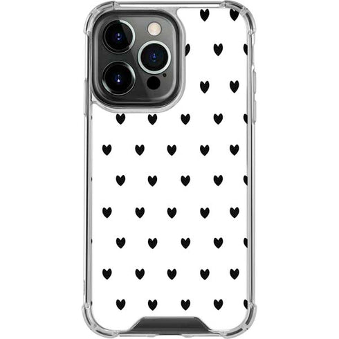 White and Black Hearts iPhone 15 Pro Clear Case