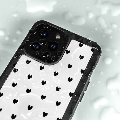 White and Black Hearts iPhone 14 Pro Max Waterproof Case