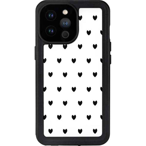 White and Black Hearts iPhone 14 Pro Max Waterproof Case