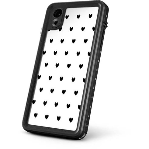 White and Black Hearts iPhone XR Waterproof Case