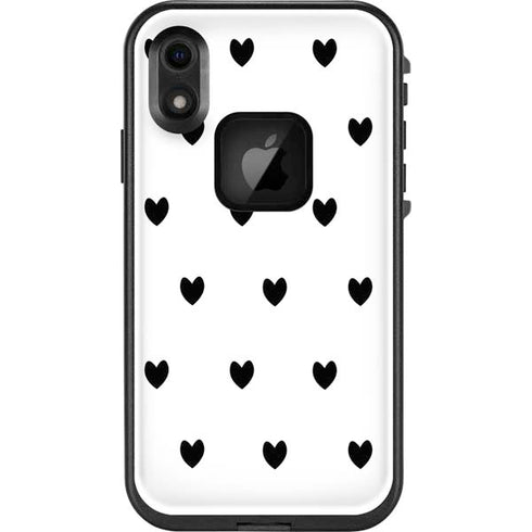White and Black Hearts LifeProof Fre iPhone Skin