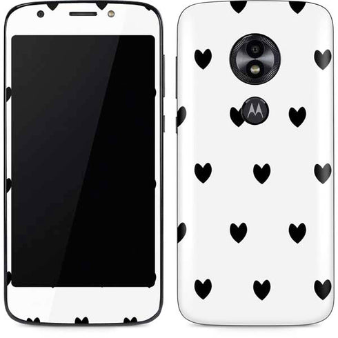 White and Black Hearts Moto E5 Play Skin
