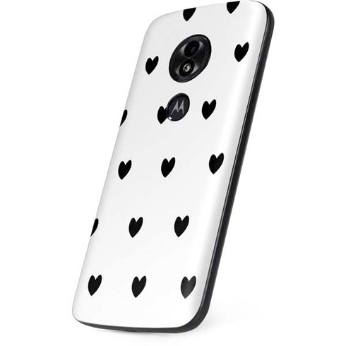 White and Black Hearts Moto E5 Play Skin