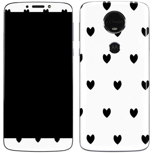 White and Black Hearts Moto E5 Plus Skin