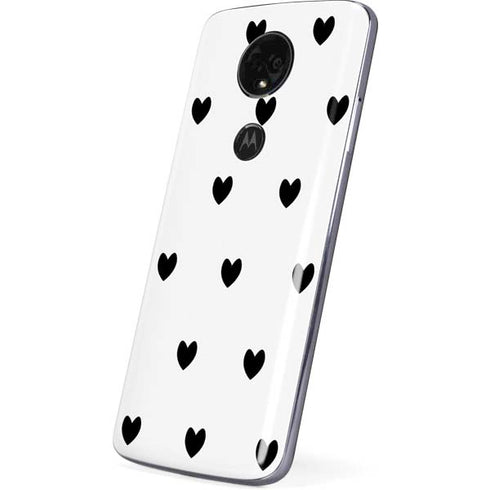 White and Black Hearts Moto E5 Plus Skin