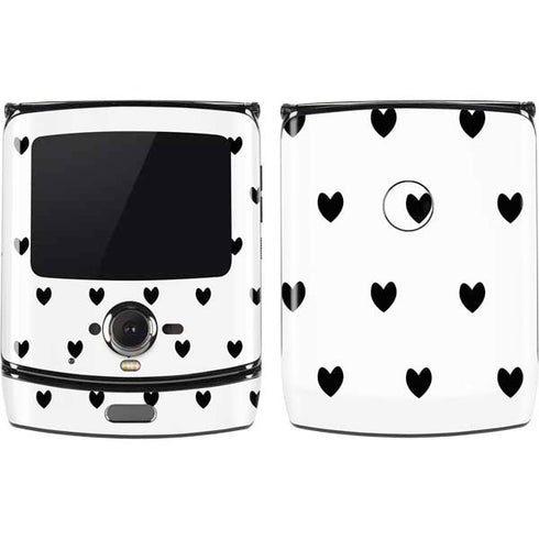 White and Black Hearts Motorola RAZR Skin