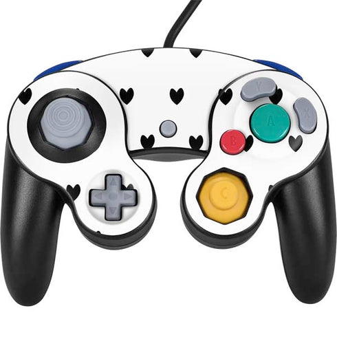 White and Black Hearts Nintendo GameCube Controller Skin