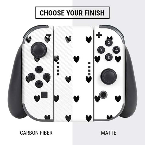 White and Black Hearts Nintendo Switch Bundle Skin
