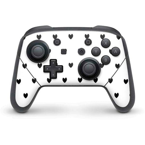 White and Black Hearts Nintendo Switch Pro Controller Skin
