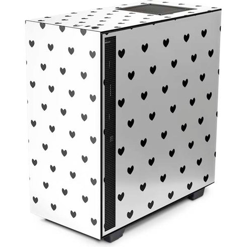 White and Black Hearts NZXT H510 Compact ATX Mid-Tower Case Skin