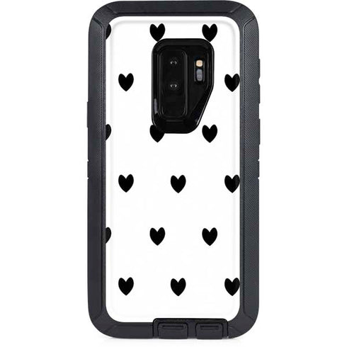 White and Black Hearts Otterbox Defender Galaxy Skin