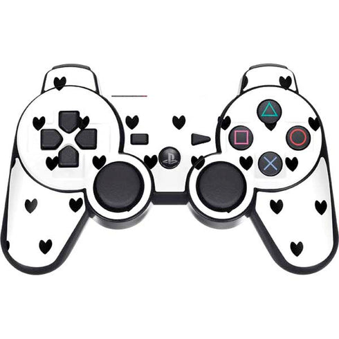 White and Black Hearts PS3 Dual Shock wireless controller Skin