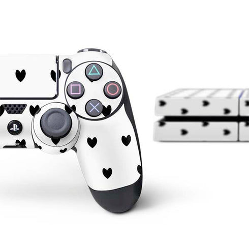 White and Black Hearts PS4 Console and Controller Bundle Skin