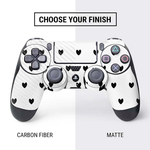 White and Black Hearts PS4 Controller Skin