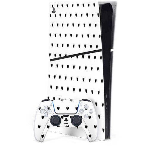 White and Black Hearts PS5 Slim Digital Edition Bundle Skin