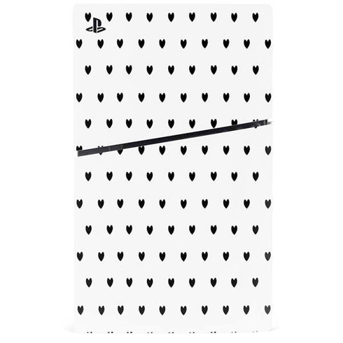 White and Black Hearts PS5 Slim Digital Edition Console Skin