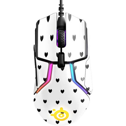 White and Black Hearts SteelSeries Rival 600 Gaming Mouse Skin