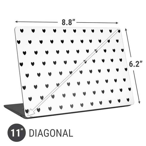 White and Black Hearts Universal Laptop 11in (8.8 x 6.2in) Skin