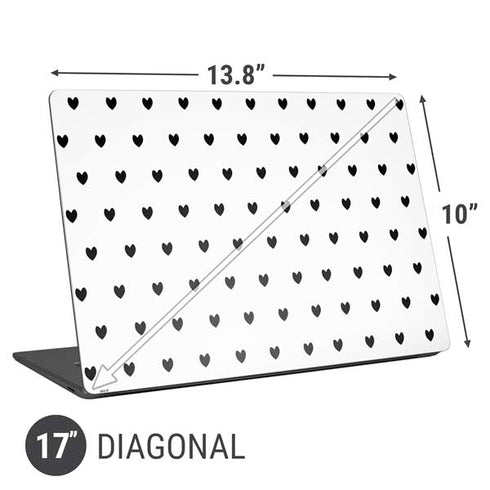 White and Black Hearts Universal Laptop 17in (13.8 x 10in) Skin