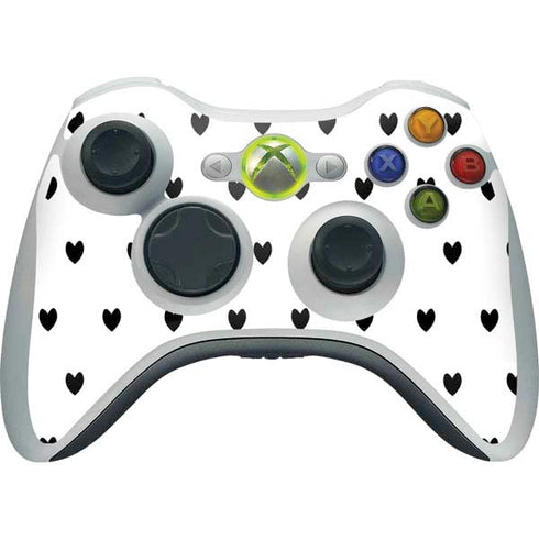 White and Black Hearts Xbox 360 Wireless Controller Skin