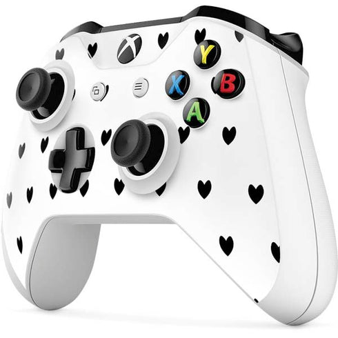 White and Black Hearts Xbox One S Controller Skin