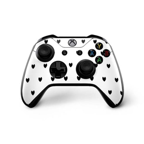 White and Black Hearts Xbox One X Controller Skin