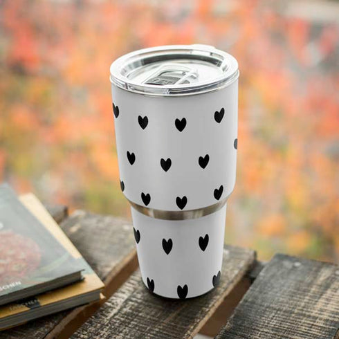 White and Black Hearts Yeti 30oz Rambler Tumbler Skin