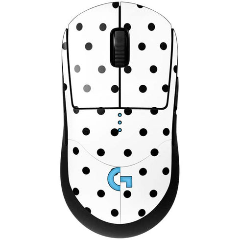 White and Black Polka Dots G Pro Wireless Gaming Mouse Skin