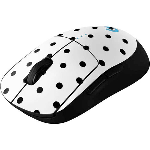 White and Black Polka Dots G Pro Wireless Gaming Mouse Skin