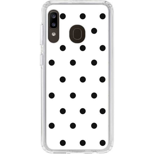 White and Black Polka Dots Galaxy A20 Clear Case