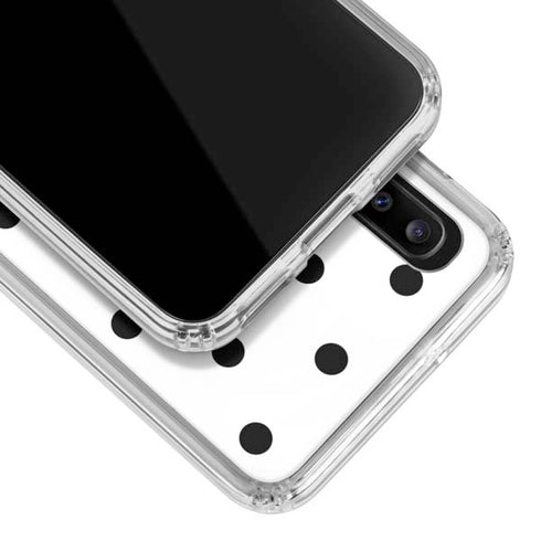 White and Black Polka Dots Galaxy A20 Clear Case
