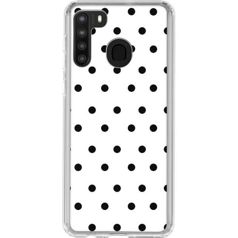 White and Black Polka Dots Galaxy A21 Clear Case