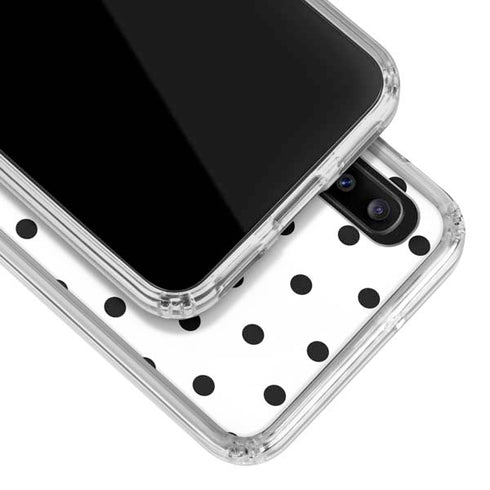 White and Black Polka Dots Galaxy A30 Clear Case
