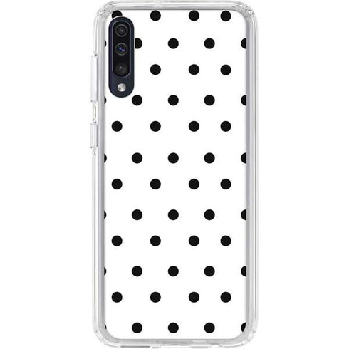 White and Black Polka Dots Galaxy A50 Clear Case