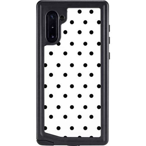 White and Black Polka Dots Galaxy Note 10 Waterproof Case