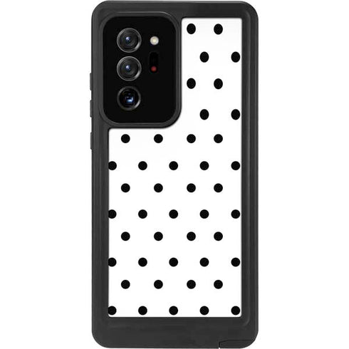 White and Black Polka Dots Galaxy Note20 Ultra 5G Waterproof Case