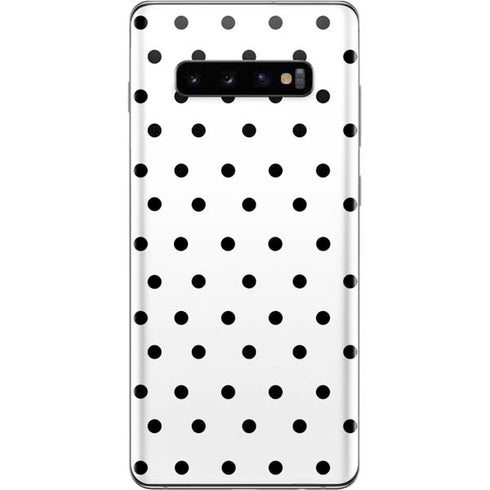 White and Black Polka Dots Galaxy S10 Plus Skin