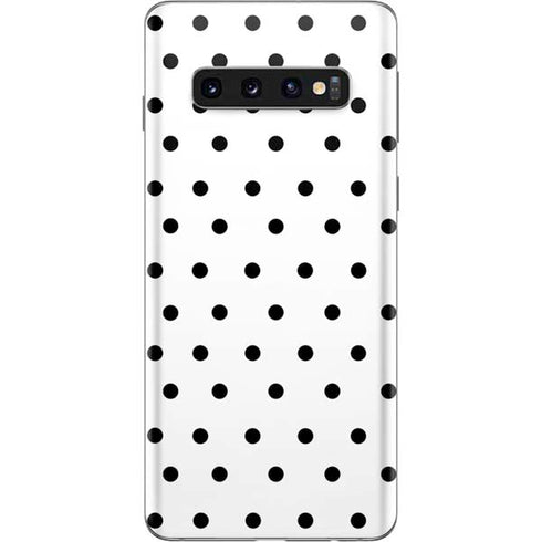 White and Black Polka Dots Galaxy S10 Skin