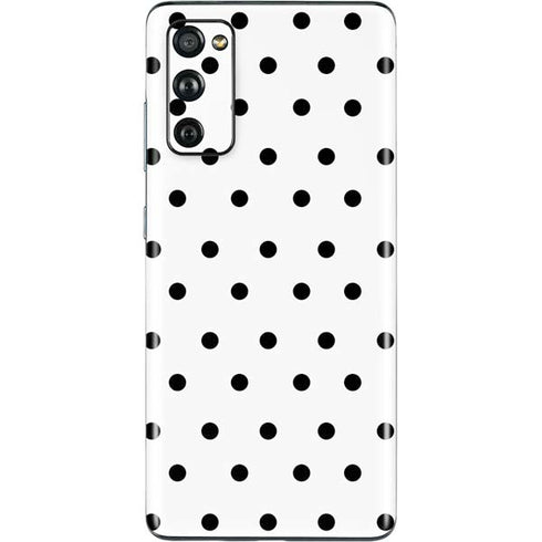 White and Black Polka Dots Galaxy S20 Fan Edition Skin