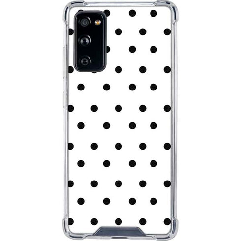 White and Black Polka Dots Galaxy S20 FE Clear Case