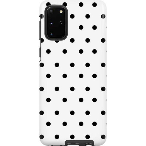 White and Black Polka Dots Galaxy S20 Plus Pro Case