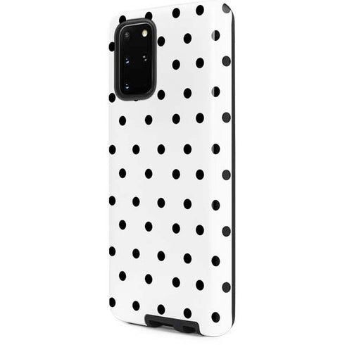 White and Black Polka Dots Galaxy S20 Plus Pro Case