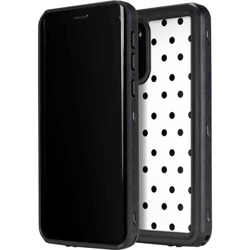 White and Black Polka Dots Galaxy S20 Plus Waterproof Case